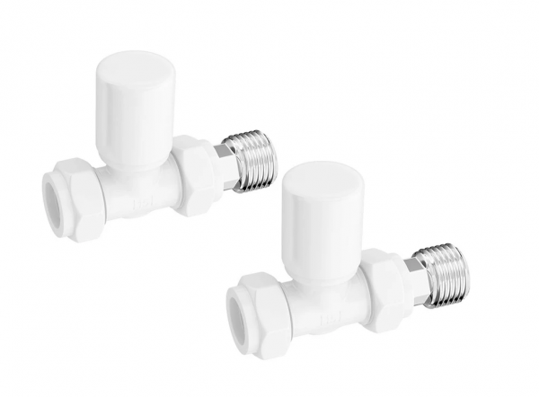 Radiator Valves Man. Round | Straight | White